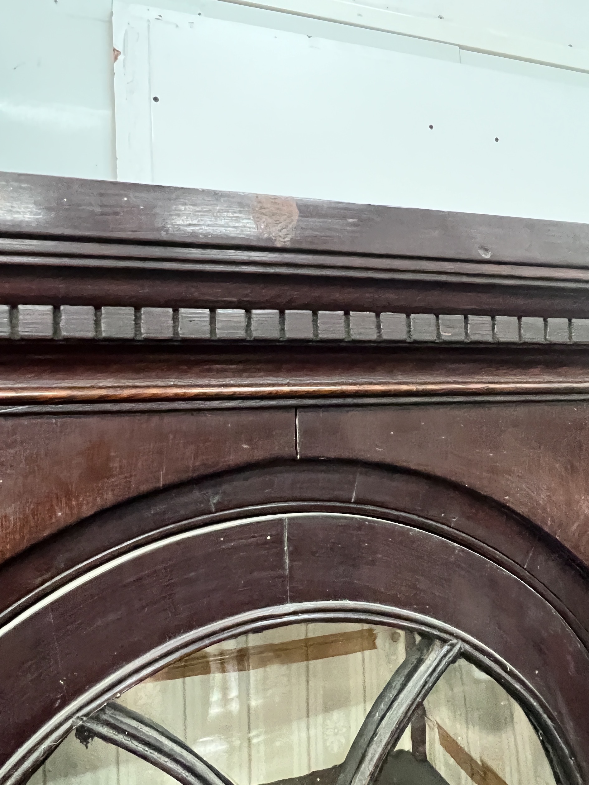 A tall mahogany glazed cabinet, width 66cm, depth 38cm, height 190cm